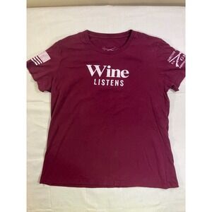 Grunt Style Wine Listens Graphic T-Shirt Mens XL Burgundy Cotton Patriotic Tee